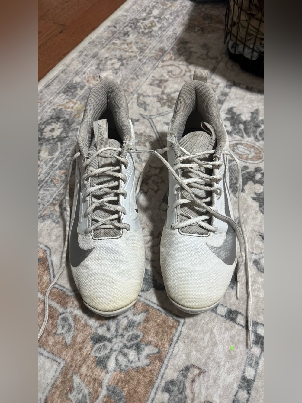 Nike Alpha Menace Football Cleats White Gray Men’s 9.5 FN0028-107